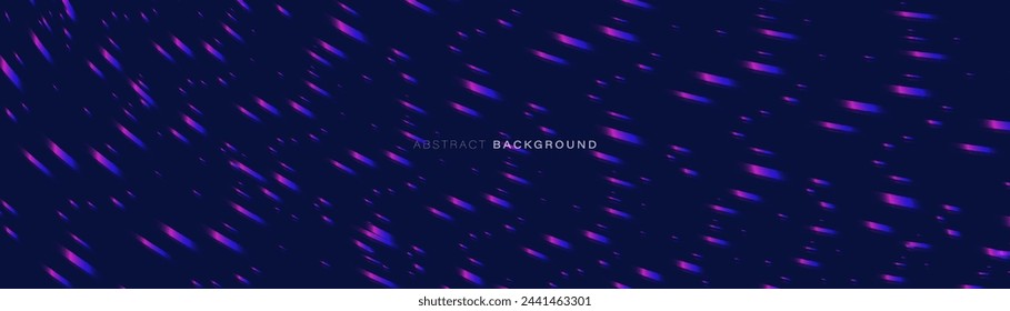 Abstract background with blue and purple glowing particle lines. Night starry sky and galaxy space. Vector illustration