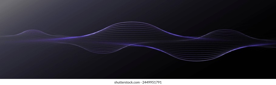 Abstract background with blue and purple glowing geometric curve lines. Modern minimal trendy shiny lines pattern. Vector illustration