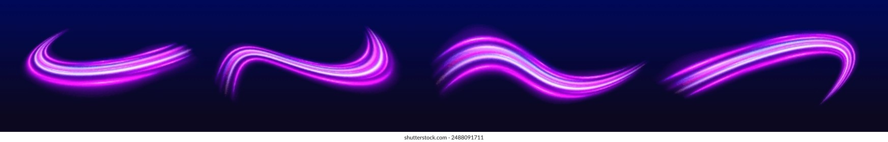 Abstract background in blue and purple neon glow colors. Vector blue glowing lines air flow effect. Speed connection background.	