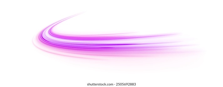 Abstract background in blue and purple neon glow colors. Vector png blue glowing lines air flow effect. Speed connection background.	