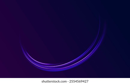 Abstract background in blue and purple neon glow colors. Png, lens, light, neon, line, blur, beam, ray. Laser beams luminous abstract sparkling isolated on a transparent background.  