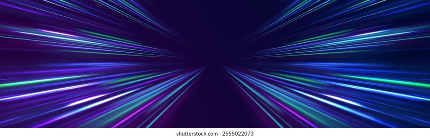 Abstract background in blue and purple neon glow colors. Png, lens, light, neon, line, blur, beam, ray. Laser beams luminous abstract sparkling isolated on a transparent background. 