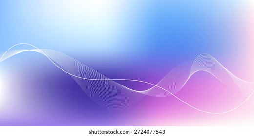 Fondo Abstractas en colores degradados azul, púrpura y rosa con líneas dinámicas que fluyen, fondo de concepto de tema de tecnología futurista