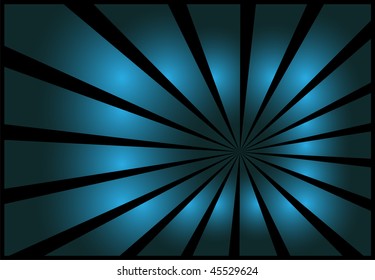 Abstract background blue radial lines over black  background, vector