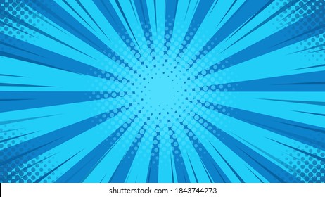 Abstract background. blue rays of light spread from the center in a comic style.