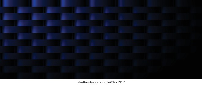 Abstract background, blue rectangle shape, gradient to black, horizontal. Vector