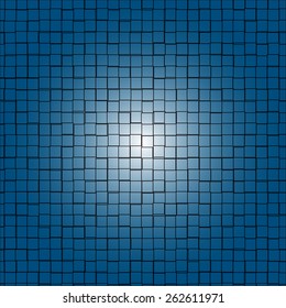 Abstract background of blue rectangles with light in the center