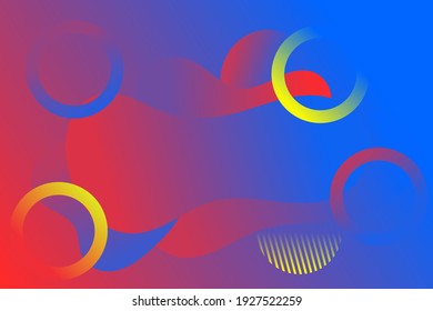 Abstract background of blue red gradient color with nice circle lines