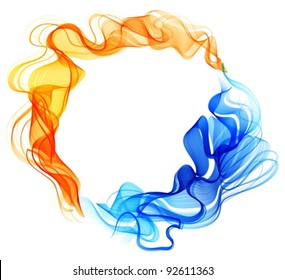 Abstract background blue and red, ice and fire over white, vector, EPS10