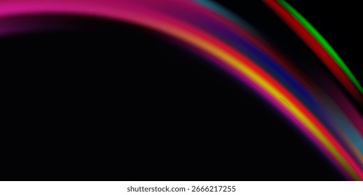 Abstract background with blue, red, and purple neon light waves on black, perfect for modern design, posters, or digital branding.
