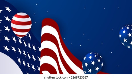Abstract background in blue, red and white color, us flag color combination. Vector illustration for web header, webinar background, social media template cover, presentation background