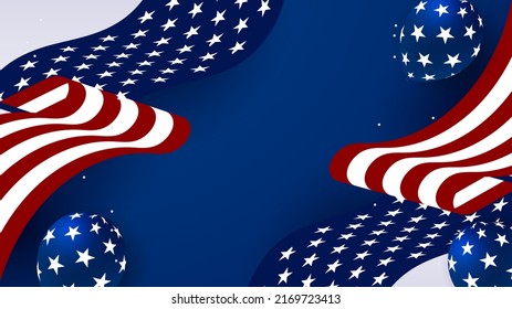 Abstract background in blue, red and white color, us flag color combination. Vector illustration for web header, webinar background, social media template cover, presentation background