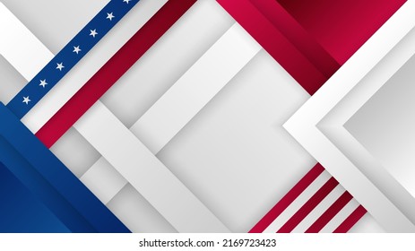 Abstract background in blue, red and white color, us flag color combination. Vector illustration for web header, webinar background, social media template cover, presentation background