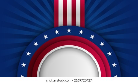 Abstract background in blue, red and white color, us flag color combination. Vector illustration for web header, webinar background, social media template cover, presentation background