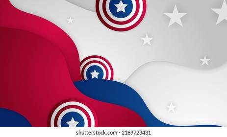 Abstract background in blue, red and white color, us flag color combination. Vector illustration for web header, webinar background, social media template cover, presentation background