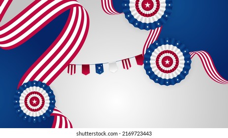 Abstract background in blue, red and white color, us flag color combination. Vector illustration for web header, webinar background, social media template cover, presentation background