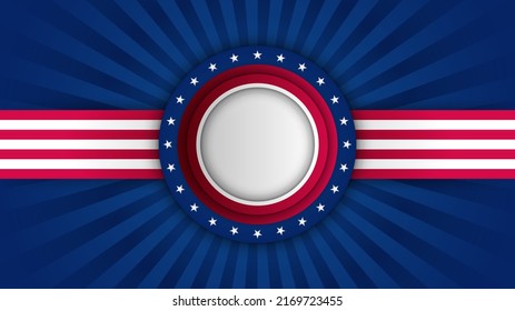 Abstract background in blue, red and white color, us flag color combination. Vector illustration for web header, webinar background, social media template cover, presentation background