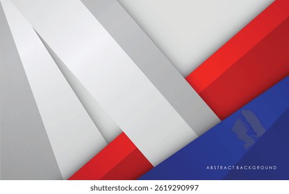 Abstract background blue, red and white silver color modern design