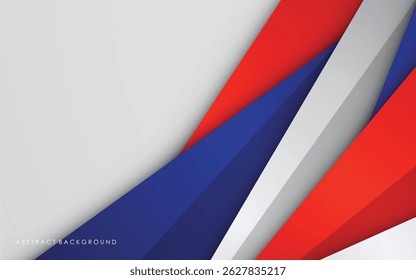 Abstract background blue, red, white and silver color modern design