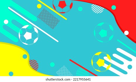 Abstract background blue red yellow football template vector
