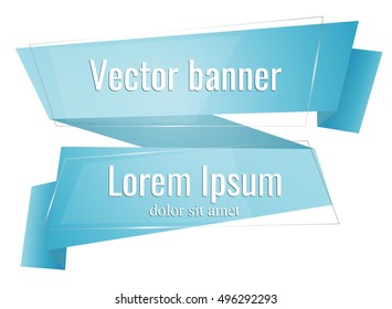 Abstract background with blue ribbon. Vector banner, label, frame for your text