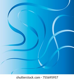 Abstract background with blue ribbons and curves