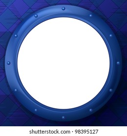 Abstract background, blue round frame - porthole on wall, eps10, contains transparencies. Vector