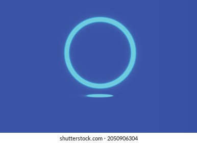 abstrakter Hintergrund mit blauem Neonrahmen und Weltraumportal