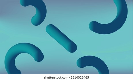 Formas azules del fondo Abstractas que se asemejan a los signos de interrogación estilizados en un fondo azul degradado