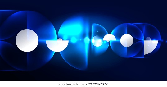 Resumen de fondo azul brillante neón color de fondo elementos redondos y círculos. Tecno vectorial futurista Ilustración Para Papel de escritorio, Banner, Fondo, Tarjeta, Ilustración del libro, página de inicio