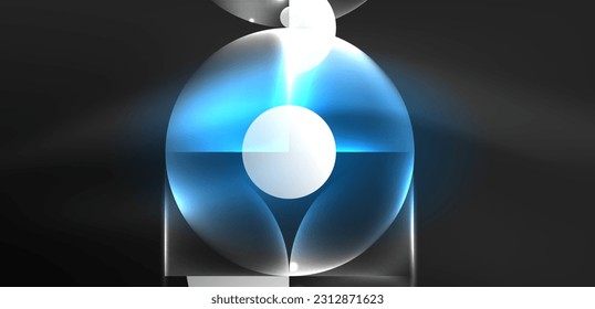 Abstract background blue shiny glowing neon color round elements and circles. Techno futuristic vector Illustration For Wallpaper, Banner, Background, Card, Book Illustration, landing page
