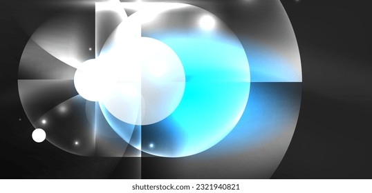 Abstract background blue shiny glowing neon color round elements and circles. Techno futuristic vector Illustration For Wallpaper, Banner, Background, Card, Book Illustration, landing page