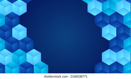 Abstract Background Blue With Shiny Line Pattern. Vector Horizontal Template For Digital Luxury Business Banner, Tech Flier, Presentation Backgrounds Blue