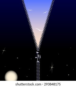 abstract background with a blue sky and zipper