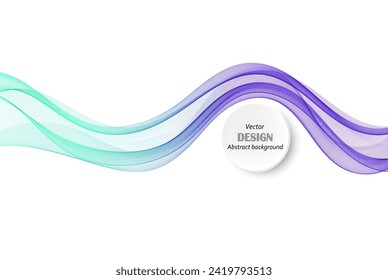 Abstract background of blue smooth lines horizontal wave, design element