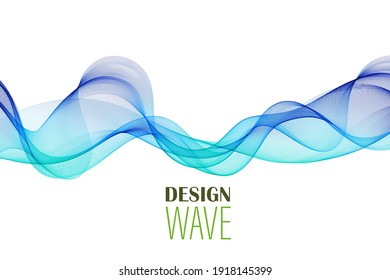 Fondo abstracto del diseño vectorial de líneas de onda suave azul, plantilla de folleto decorativo brillante