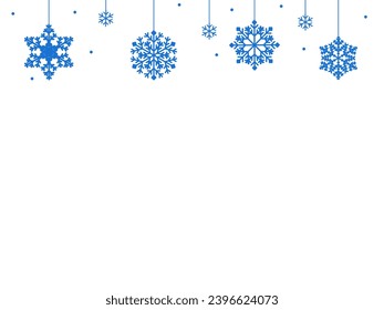 Abstract background with blue snowflakes on top. Vector illustration with copy space for text
