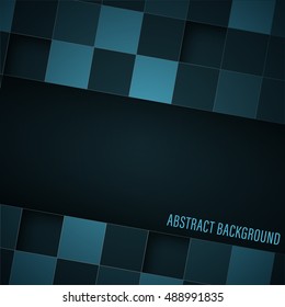 Abstract background with blue square pattern and stripe for your text.