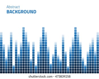 Abstract background with blue square pixels. Vector illustration