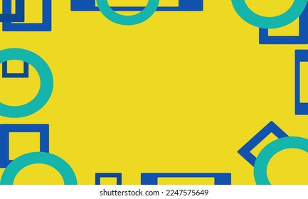 Abstract background of blue squares, green circles and copy space area. Suitable to be placed in content with a technology theme. Design template illustration