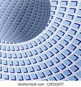 abstract background blue squares sphere