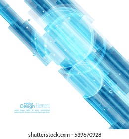 Abstract background with blue stripes corner. Concept new technology and dynamic motion. 