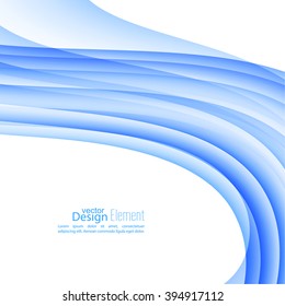 Abstract background with blue stripes and curves. 