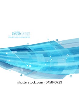 Abstract background with blue stripes, plus and curves. 