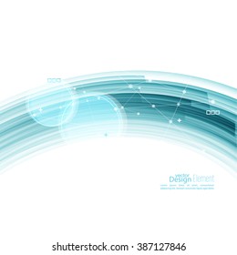 Abstract background with blue stripes, plus and curves.