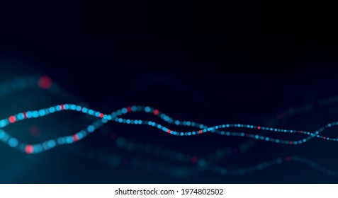 Abstract background in blue style. The circles transform the graph line. In the foreground there are sharper lines, in the background more blurred, which creates an effect of volume.