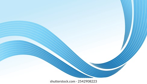 Abstract background with blue themed color for corporate company banner and presentation. modern wave element geometry shapes