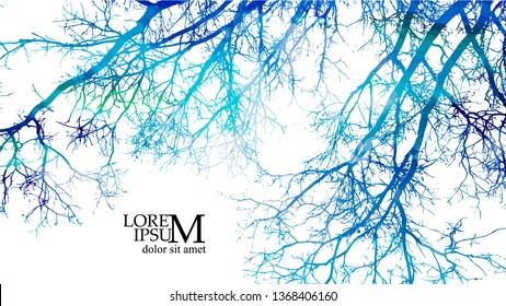 Abstract background with blue tree branches. Vector illustration