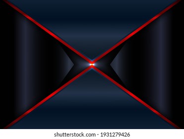 Abstract background blue triangle geometric overlaping layer with red line technology concept. Vector illustration