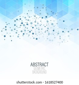 Abstract background with blue triangles. Polygonal design technology. Digital minimalism.